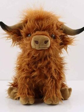 Plush Highland Cow Stuffed Animal - Rust Brown